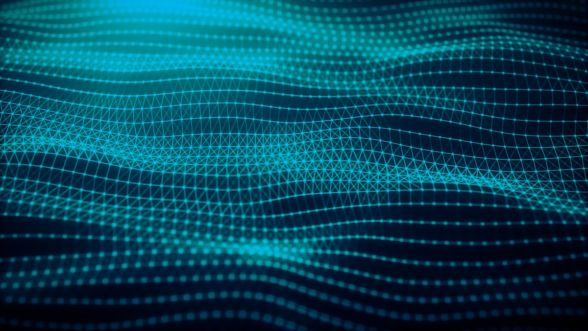 wire frame shape of wave abstract background,Futuristic digital background for Business Science and technology,Blue Background concept