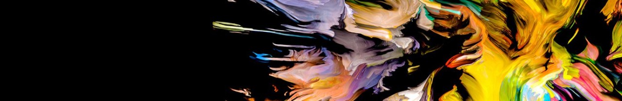 Painter's Mind. Face Paint series. Composition of colorful portrait of young woman with hair burst in association with creativity, imagination,  painting and visual art