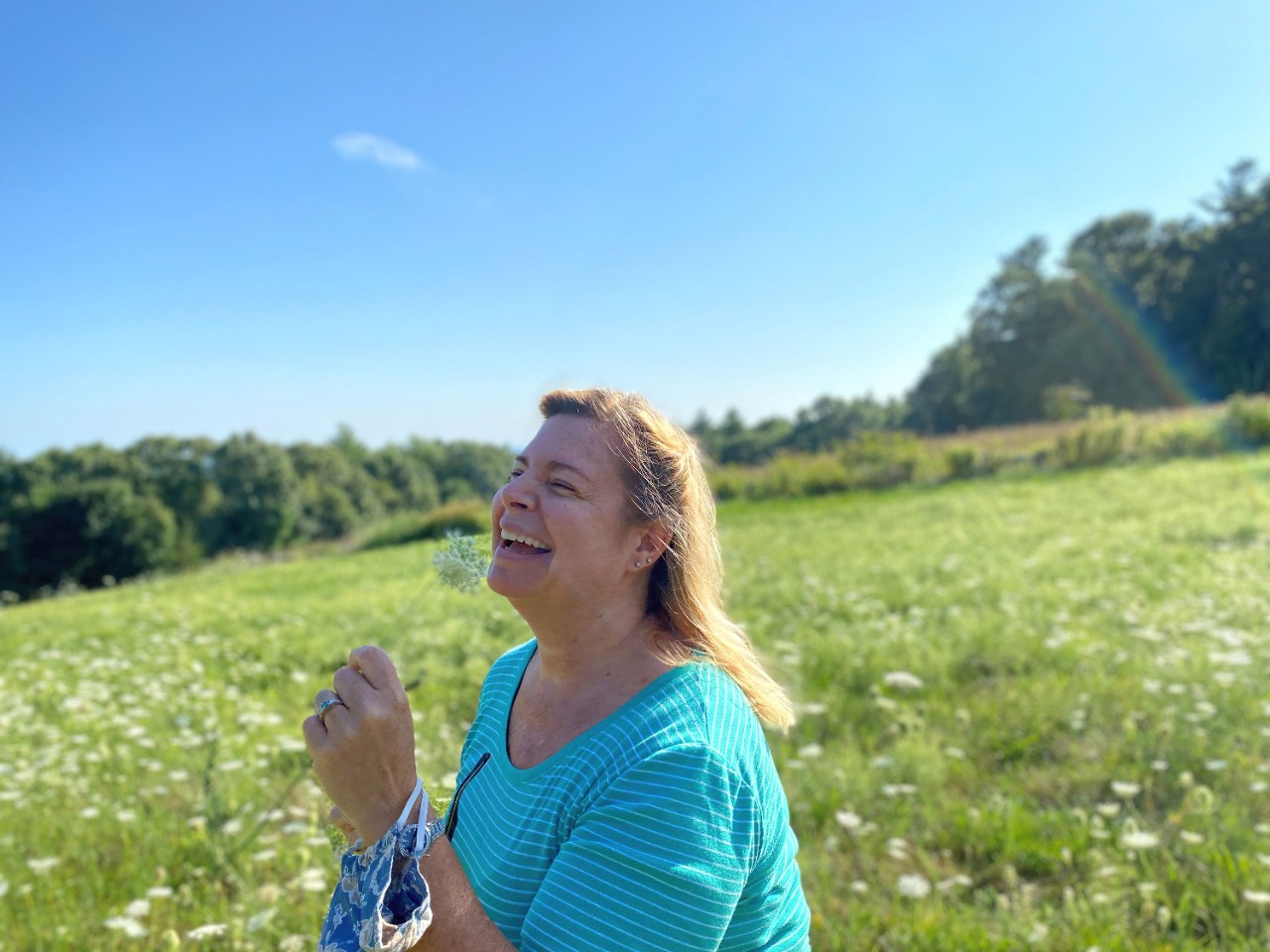 Woman in flower field