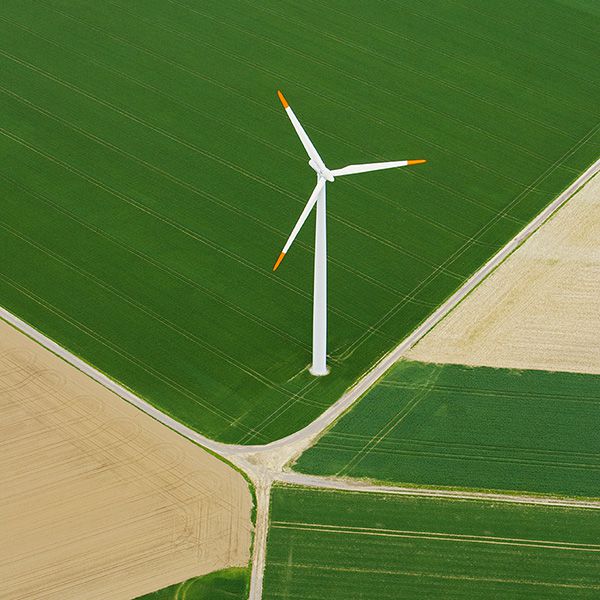 windmill in an agricultural field