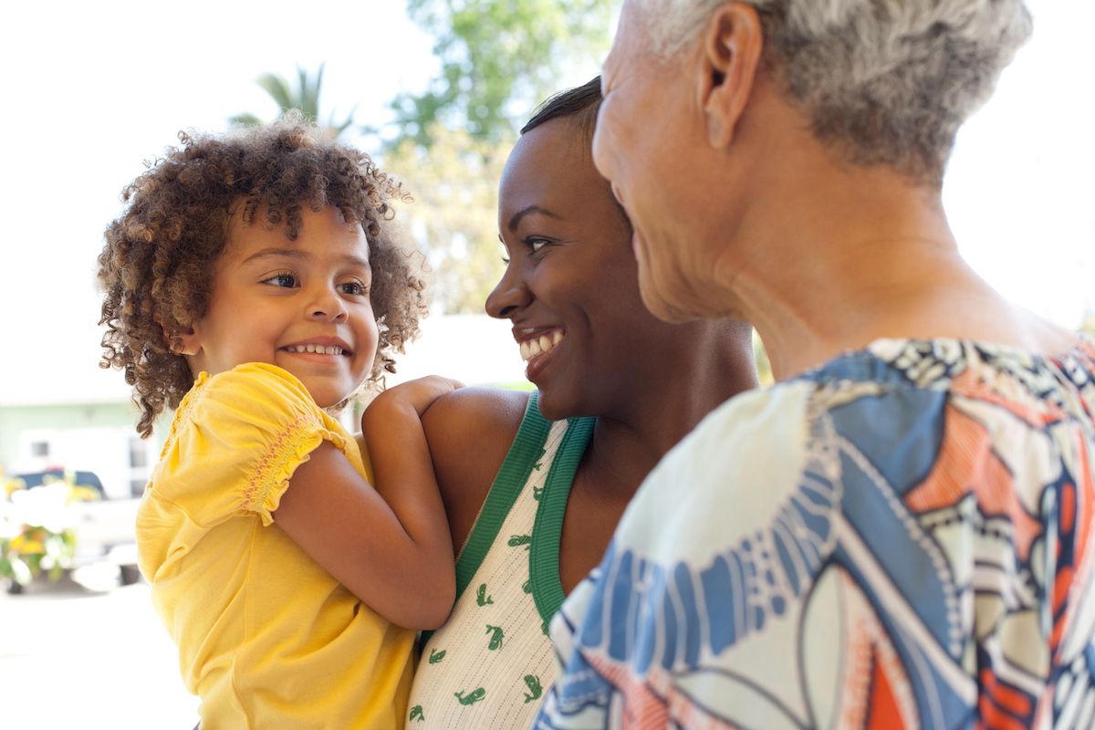 Intergenerational black family smiling