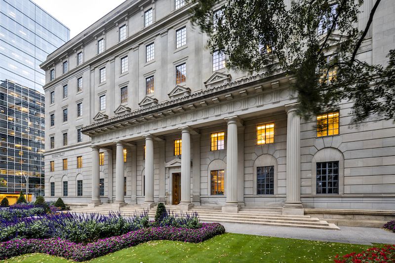 Manulife headquarter building and front lawn in Toronto