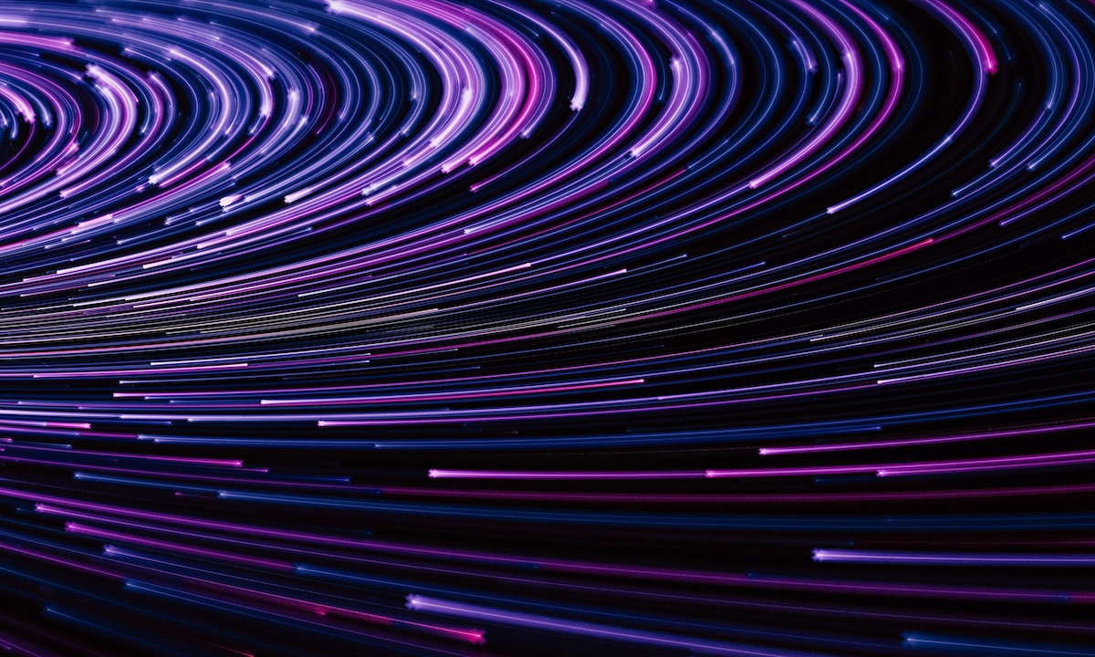 Internet telecommunications network bokeh light lines